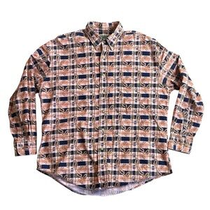 Vintage Ivy Club Button Down Shirt Mens L Paisley Plaid‎ Long Sleeve Retro 90s